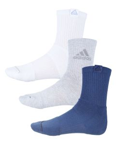 Adidas Men's Cushioned 3.0 3-Pack Quarter Sock Bl/Gy/Wh