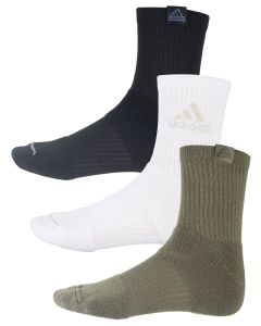 Adidas Men's Cushioned 3.0 3-Pack Quarter Sock Gr/Br/Bk