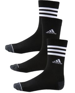 Adidas Men's Cushioned 3-Stripe 3-Pack Crew Sock Black